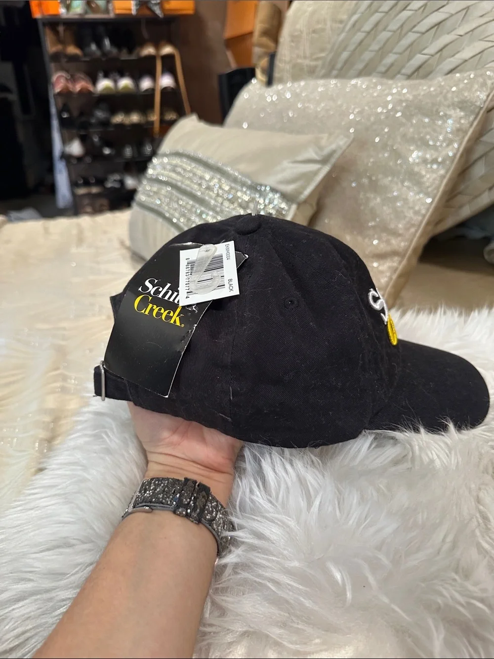 Black Baseball Cap with Yellow Embroidery
